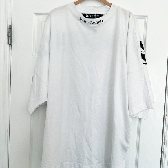 Palm Angels Classic Logo Over Tee White Black - Picture 2 of 6